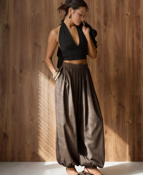 Alma - Pantalones Anchos con Pliegues