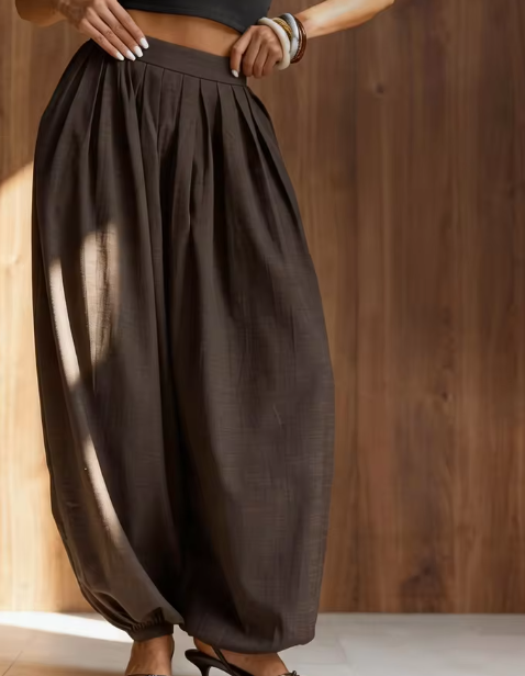 Alma - Pantalones Anchos con Pliegues