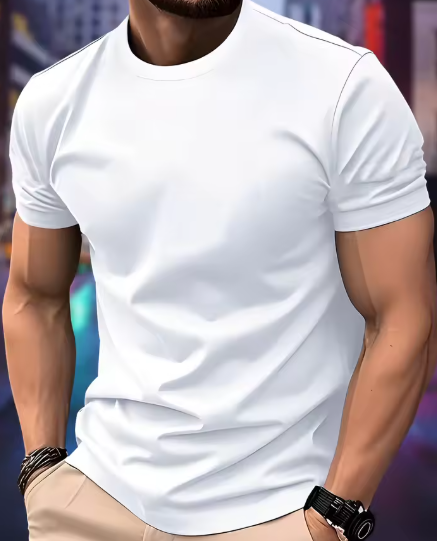 Alberto - Camiseta Básica de Manga Corta