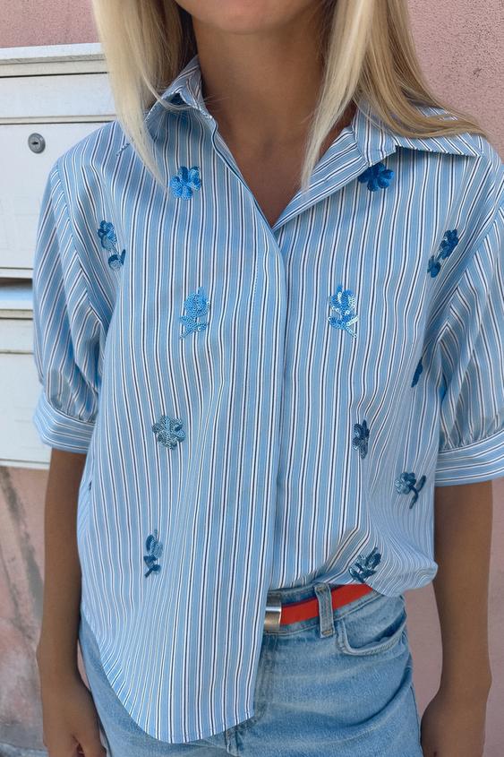 Lidia - Camisa Rayas Lentejuelas